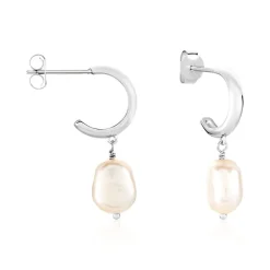 Discount Histoire d'Or Créoles Petia Argent Blanc Perle De Culture