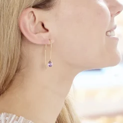 Best Histoire d'Or Créoles Phie Poire Or Jaune Amethyste or jaune amethyste violette