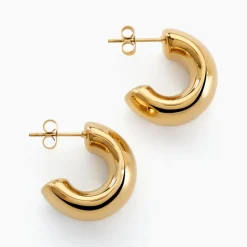 Histoire d'Or Créoles Riga Acier Jaune Sans Pierre* Boucles D'Oreilles|Boucles D'Oreilles Fantaisie