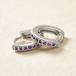 Hot Histoire d'Or Créoles Rio Argent Blanc Oxyde De Zirconium argent blanc oxyde violet