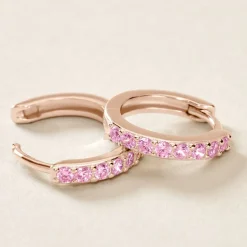 Histoire d'Or Créoles Rio Argent Rose Oxyde De Zirconium* Boucles D'Oreilles|Boucles D'Oreilles Fantaisie