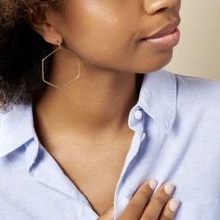 Histoire d'Or Créoles Roseane Hexagone Or Jaune* Boucles D'Oreilles|Boucles D'Oreilles Créoles