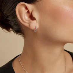 Hot Histoire d'Or Créoles Salana Argent Blanc Oxyde De Zirconium