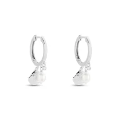 Histoire d'Or Créoles Shehla Argent Blanc Perle De Culture Oxyde De Zirconium* Boucles D'Oreilles|Boucles D'Oreilles Fantaisie