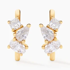 Hot Histoire d'Or Créoles Shiny Garden Or Jaune Oxyde De Zirconium