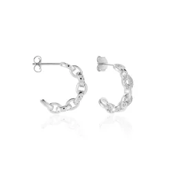 Discount Histoire d'Or Créoles Trait D'union Argent Blanc Oxyde De Zirconium