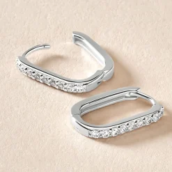 Sale Histoire d'Or Créoles Trait D'union Argent Rhodié Oxyde De Zirconium