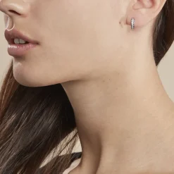 Histoire d'Or Créoles Tuna Rondes Argent Blanc Oxyde De Zirconium* Boucles D'Oreilles|Boucles D'Oreilles Fantaisie