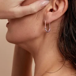 Discount Histoire d'Or Créoles Urban Call De Synthese Oxyde De Zirconium argent rose pierre