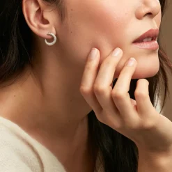 Histoire d'Or Créoles Uwe Argent Blanc Oxyde De Zirconium* Boucles D'Oreilles|Boucles D'Oreilles Fantaisie