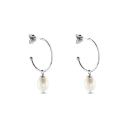 Discount Histoire d'Or Créoles Walli Argent Blanc Perle De Culture