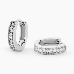 Hot Histoire d'Or Créoles Yarina Argent Blanc Oxyde De Zirconium