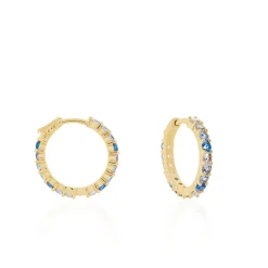 Histoire d'Or Créoles Zoelia Rondes Plaqué Or Jaune Pièrres De Synthèse* Boucles D'Oreilles|Boucles D'Oreilles Fantaisie