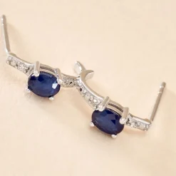 Outlet Histoire d'Or Demi Créoles Barrett Diamant or blanc saphir