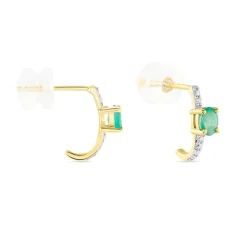 Online Histoire d'Or Demi Créoles Barrett Or Jaune Emeraude Diamant or jaune émeraude