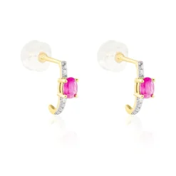 Best Histoire d'Or Demi Créoles Barrett Diamant or jaune rubis