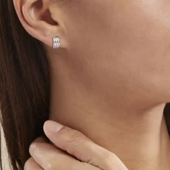 Histoire d'Or Demi Créoles Or Blanc Jacobea Oxyde De Zirconium* Boucles D'Oreilles|Boucles D'Oreilles Créoles