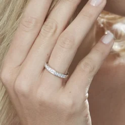 Clearance Histoire d'Or Demi-alliance Or Blanc Valentine Diamants Synthetique