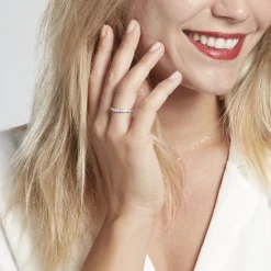 Histoire d'Or Demi-alliance Or Blanc  Valentine Diamant Synthetique* Bagues