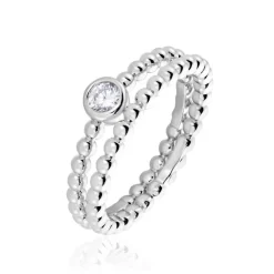 Histoire d'Or Duo De Bagues Roseli Argent Blanc Oxyde De Zirconium