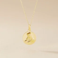 Histoire d'Or Medaille Or Jaune Vierge A L'enfant* Bijoux Personnalisés|Pendentifs