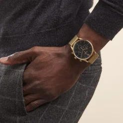 Online ARCTIK Montre Escale Noir cadran doré fond noir bracelet acier doré