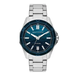 Online ARMANI EXCHANGE Montre Bleu cadran argenté fond bleu bracelet acier argenté