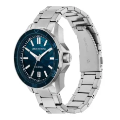 Online ARMANI EXCHANGE Montre Bleu cadran argenté fond bleu bracelet acier argenté