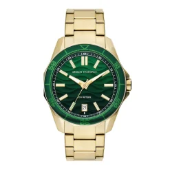 ARMANI EXCHANGE Montre Vert cadran doré fond vert bracelet acier doré