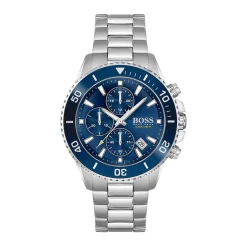Sale HUGO BOSS Montre Boss Admiral Bleu cadran argenté fond bleu bracelet acier argenté