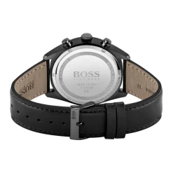 New HUGO BOSS Montre Boss Champion Noir cadran noir fond noir bracelet cuir noir