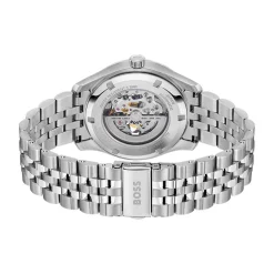 Hot HUGO BOSS Montre Boss Principle Skeleton Vert cadran argenté fond vert bracelet acier argenté