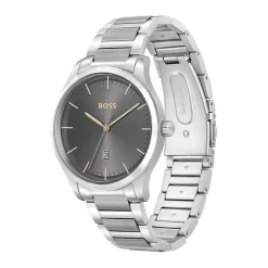 Outlet HUGO BOSS Montre Boss Reason Gris cadran argenté fond gris bracelet acier argenté