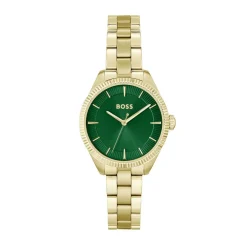 Outlet HUGO BOSS Montre Boss Sage Vert cadran doré fond vert bracelet acier doré