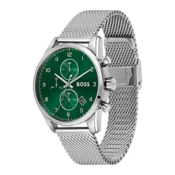 Online HUGO BOSS Montre Boss Skymaster Vert cadran argenté fond vert bracelet acier argenté