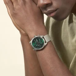 Online HUGO BOSS Montre Boss Skymaster Vert cadran argenté fond vert bracelet acier argenté