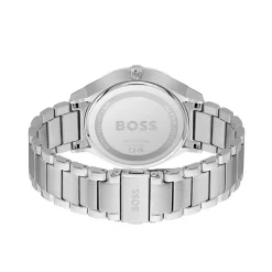 HUGO BOSS Montre Boss Tyler Bleu cadran argenté fond bleu bracelet acier argenté