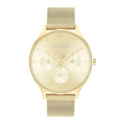 Hot CALVIN KLEIN Montre Timeless Multi Champagne cadran doré fond champagne bracelet acier doré