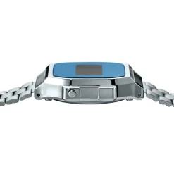 Hot CASIO COLLECTION Montre Bleu cadran gris bracelet acier argenté