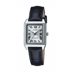 Best CASIO COLLECTION Montre Gris cadran argenté fond gris bracelet cuir de vache noir