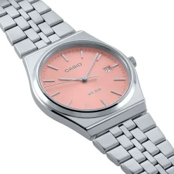 Hot CASIO COLLECTION Montre Rose cadran gris fond rose bracelet acier argenté