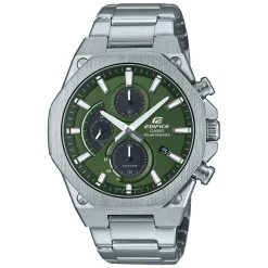 New CASIO EDIFICE Montre Vert cadran argenté fond vert bracelet acier argenté