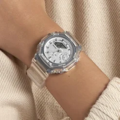 Discount CASIO G-SHOCK Montre Argent cadran blanc fond argent bracelet résine blanc