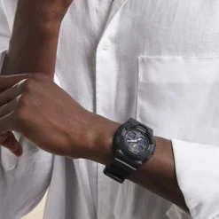 Best CASIO G-SHOCK Montre Black & White Noir cadran noir fond noir bracelet résine noire