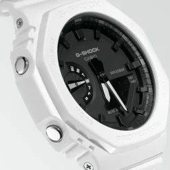 Hot CASIO G-SHOCK Montre Classic Noir cadran blanc fond noir bracelet résine blanc