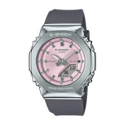 Outlet CASIO G-SHOCK Montre Rose cadran argenté fond rose bracelet résine noir