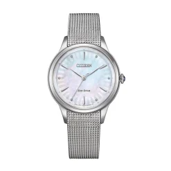 Best CITIZEN Montre L Nacre Blanche cadran argenté fond nacre blanche bracelet acier argenté