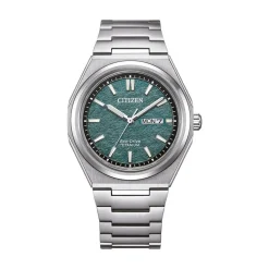 CITIZEN Montre Super Titanium 39.5 Vert cadran argenté fond vert bracelet titane argenté