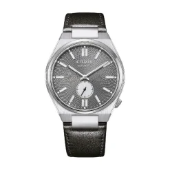Discount CITIZEN Montre Tsuyosa Nk5010 Gris cadran argenté fond gris bracelet cuir de veau noir