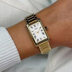 Discount CLUSE Montre Belissena Blanc cadran doré fond blanc bracelet acier doré